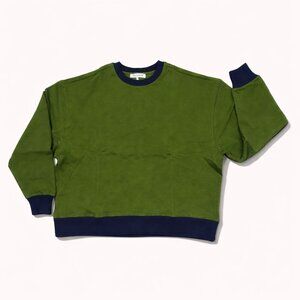 We Wore What Crewneck Sweatshirt Womens Small Colorblocked Hunter Green & Navy